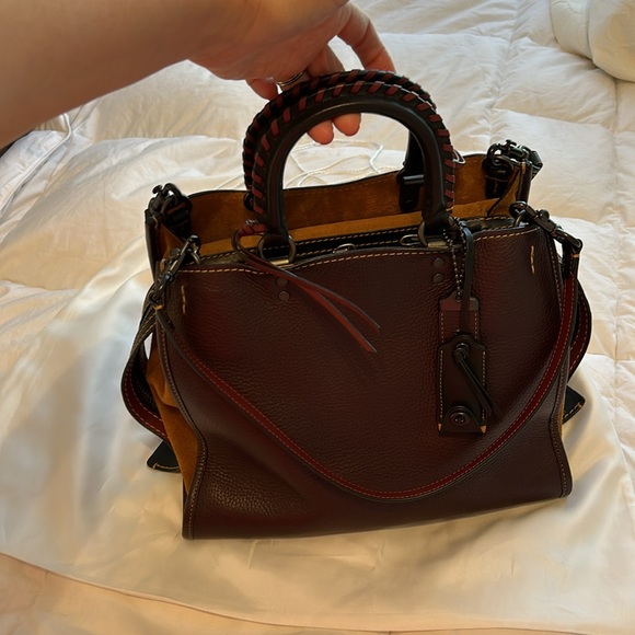 Coach Handbags - Coach Rogue 30 Oxblood Pebbled Whipstitch Leather Satchel